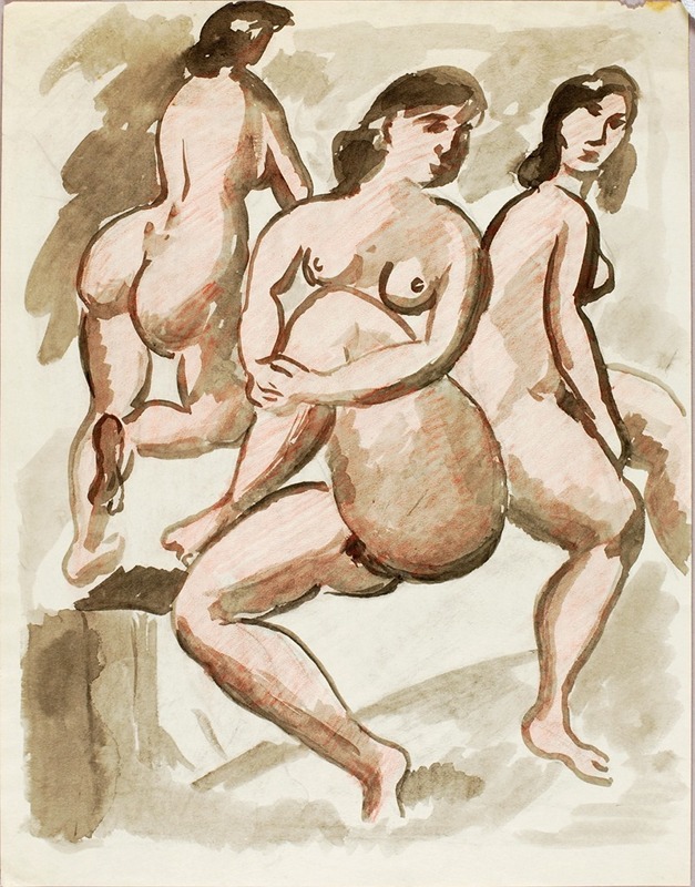 Three Female Nudes by Карл Ньюман — digital art print download