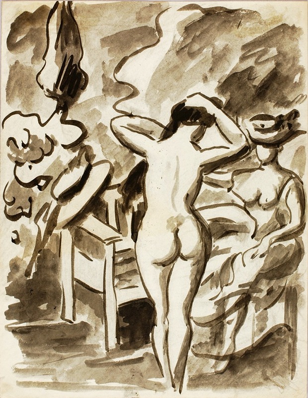Two Female Figures in Garden by Карл Ньюман, 1989 — digital art print download