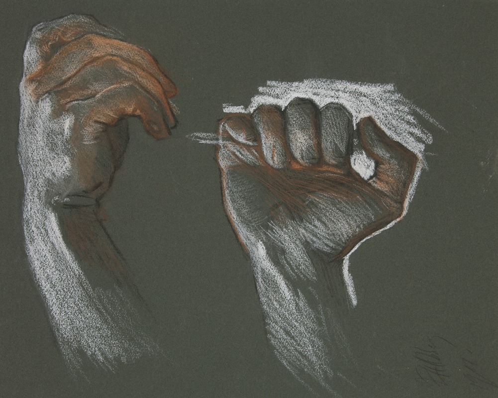 Sketch of two hands by Эдвин Остин Эбби, 1984 — digital art print download