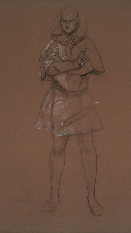 Figure study. Man in medieval costume. Possibly a study for 'Hamlet' by Эдвин Остин Эбби, 1975 — digital art print download
