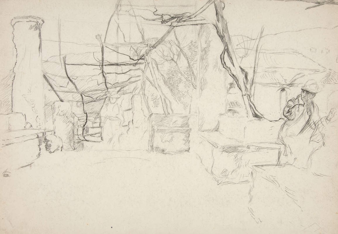 Figures walking among old ruins by Эдвин Остин Эбби, 1998 — digital art print download