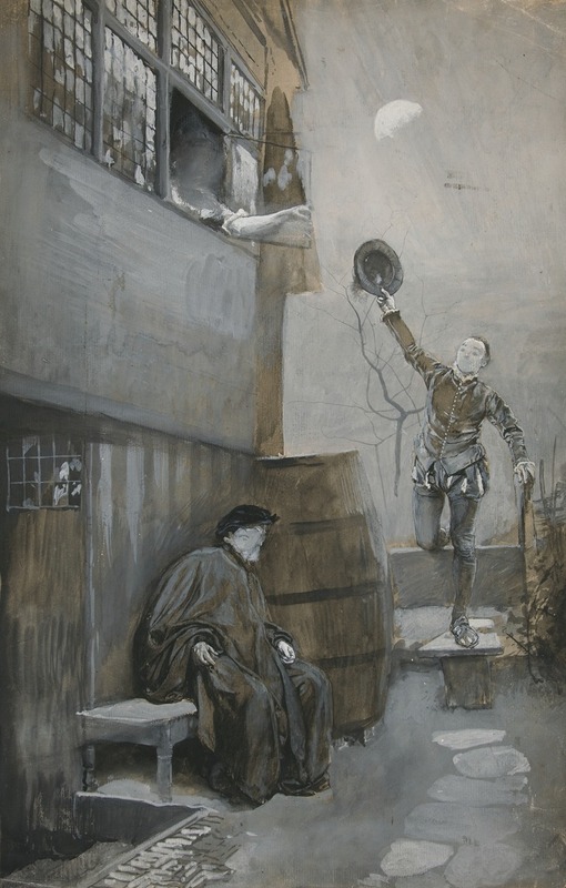 Sketch for Nighttime Rendezvous by Edwin Austin Abbey, 1980 — digital art print download