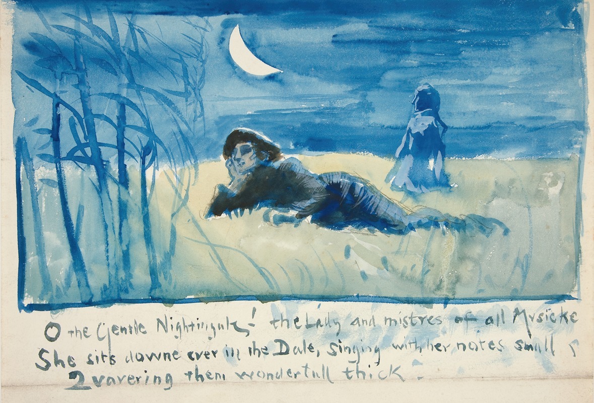 Sketch for 'O the Gentle Nightingale!' — Edwin Austin Abbey