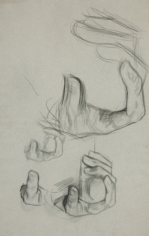 Sketch of hand clasping a cane — Edwin Austin Abbey