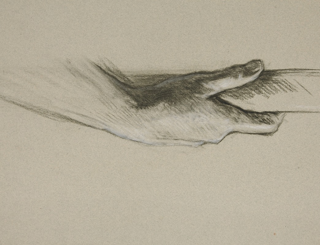 Sketch of one hand grasping a pole — Edwin Austin Abbey