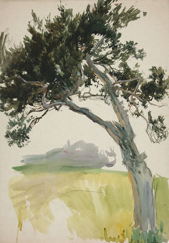 Study of a tree and field by Эдвин Остин Эбби — digital art print download