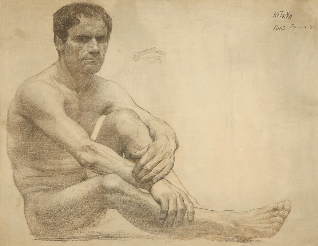 Study of a sitting male nude — Ferdinand Katona