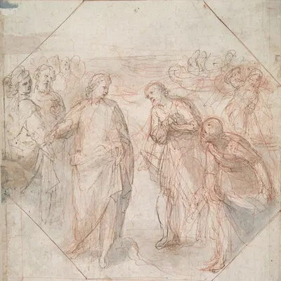 The Fall of Simon Magus (recto); The Calling of James and John (or of Peter and Andrew) by Giovanni Balducci — digital art…