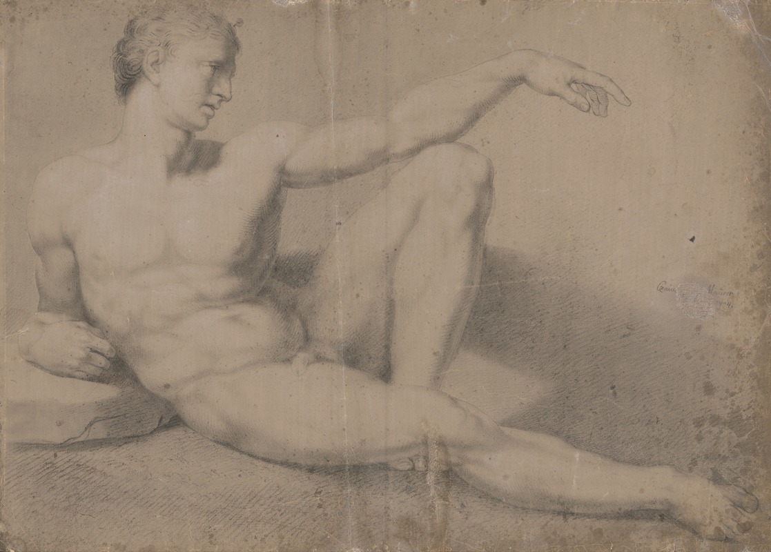 Seated Male Nude by Йозеф Чаучик — digital art print download