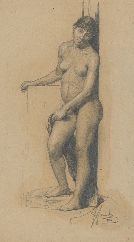 Nude standing woman by Йозеф Ханула — digital art print download