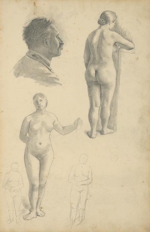 Sketchbook with figural studies by Йозеф Ханула — digital art print download