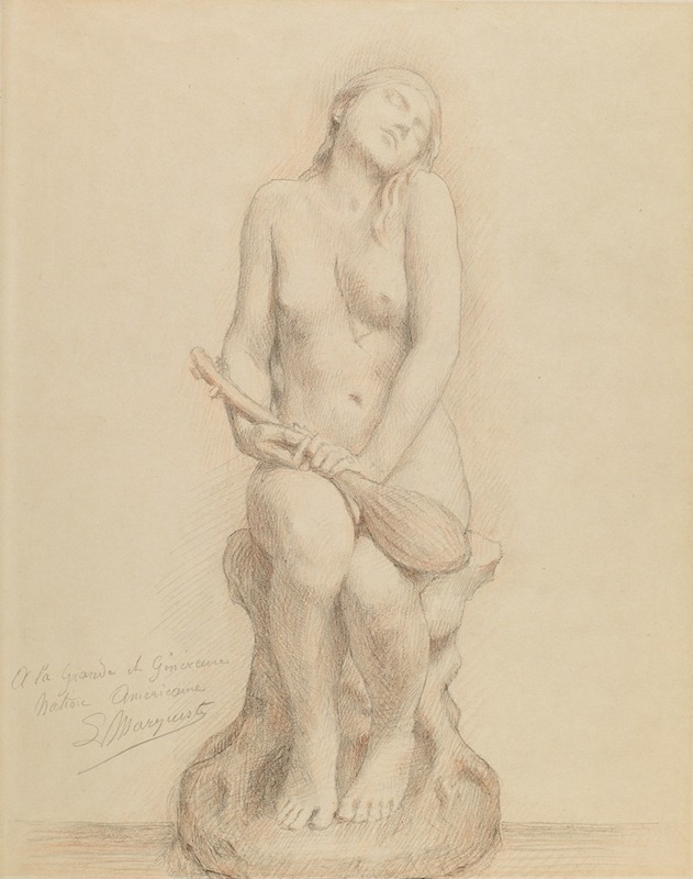Nude Figure with Mandolin by Laurent Honoré Marqueste — digital art print download
