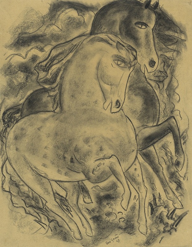Schetsblad met twee paarden by Лео Гестел — digital art print download