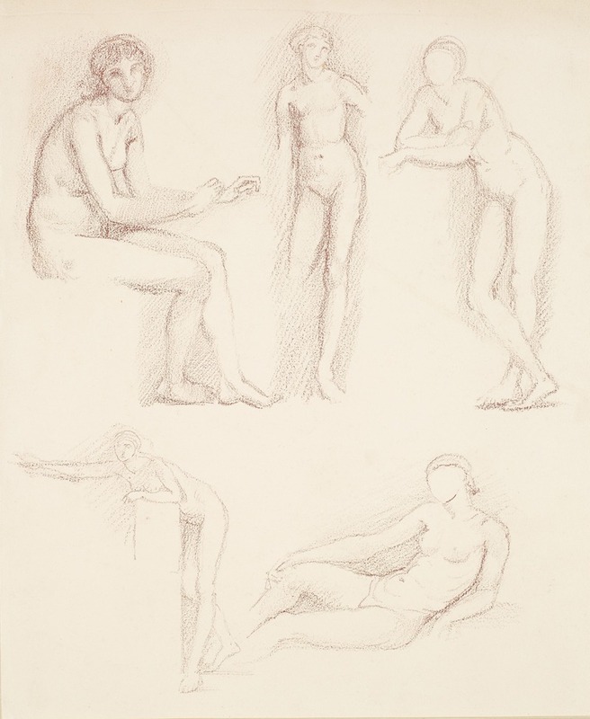 Female Nude – Five Studies by Sir Edward Coley Burne-Jones — digital art print download