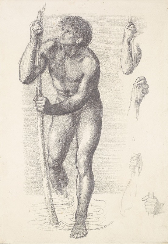 Male Nude – Study for St Christopher by Сэр Эдвард Коли Берн-Джонс — digital art print download
