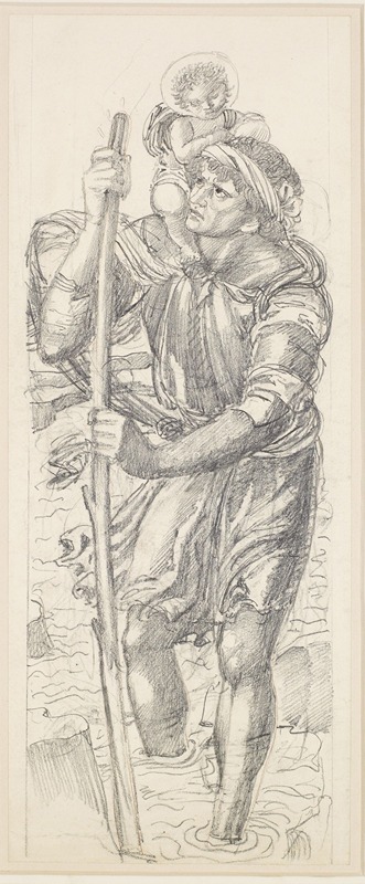 St Christopher and the Infant Christ by Сэр Эдвард Коли Берн-Джонс — digital art print download