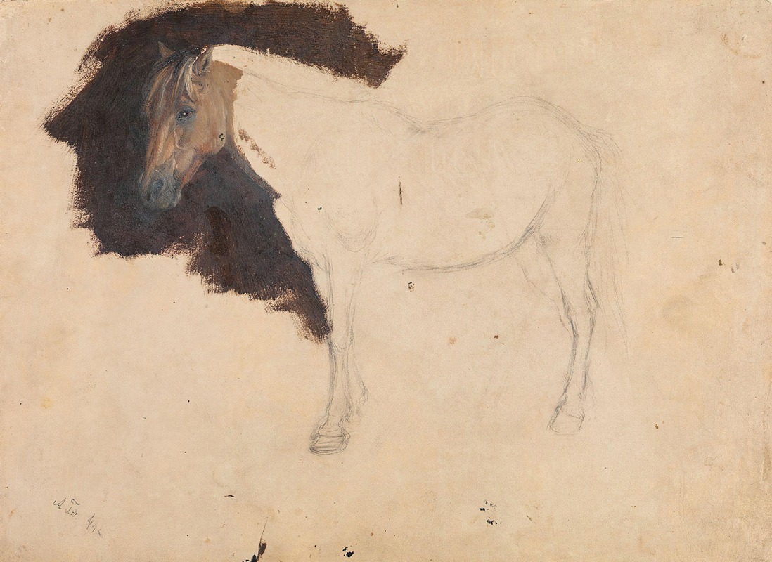 Study of a Horse by Адольф Тидеманд, 1844 — digital art print download