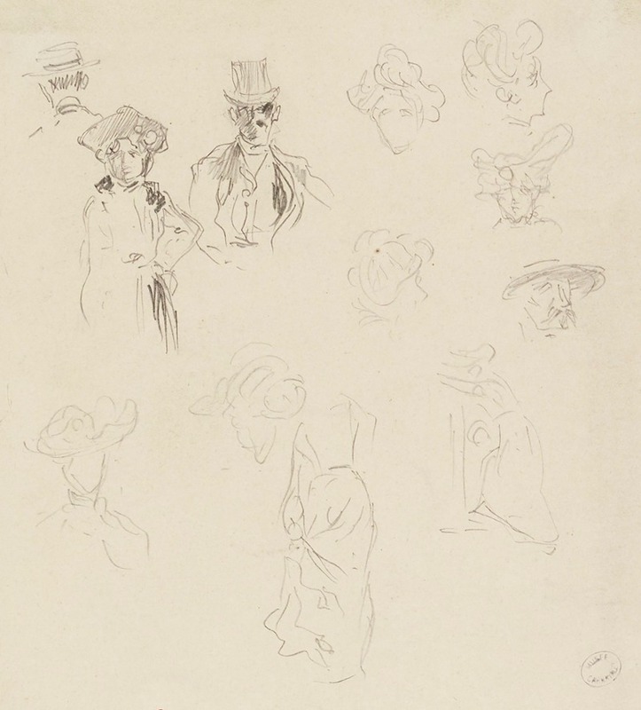 Croquis de parisiens by Фредерик Убро, 1895 - 1905 — digital art print download