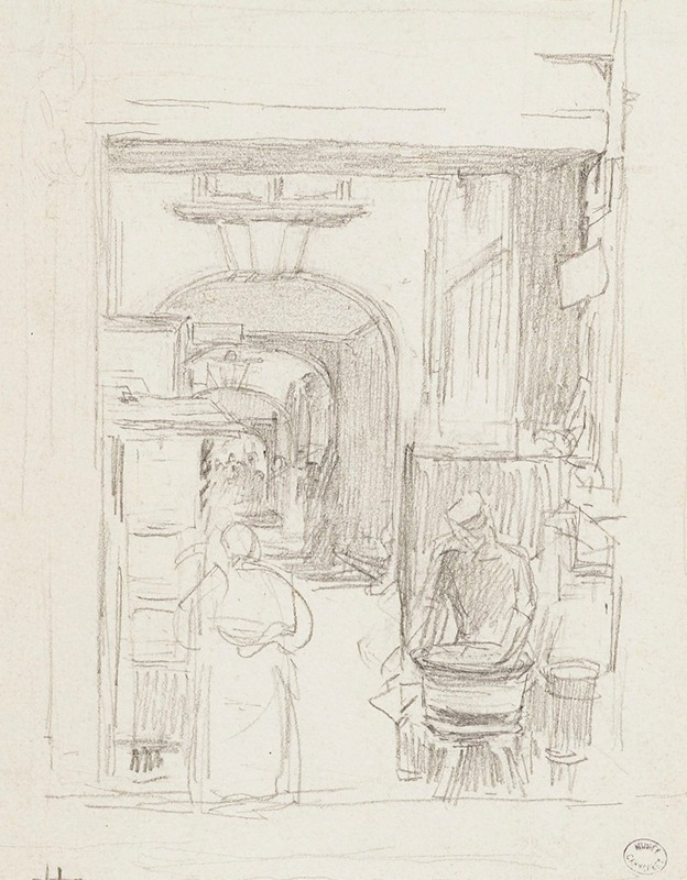Marchand de marrons chauds à l'entrée d'un passage — Frédéric Houbron
