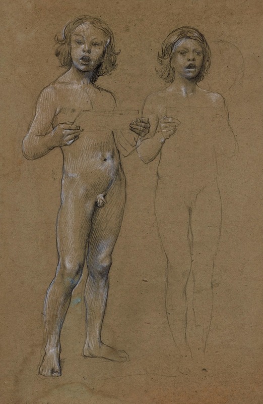 Deux garçons nus chantant by Люк-Оливье Мерсон — digital art print download