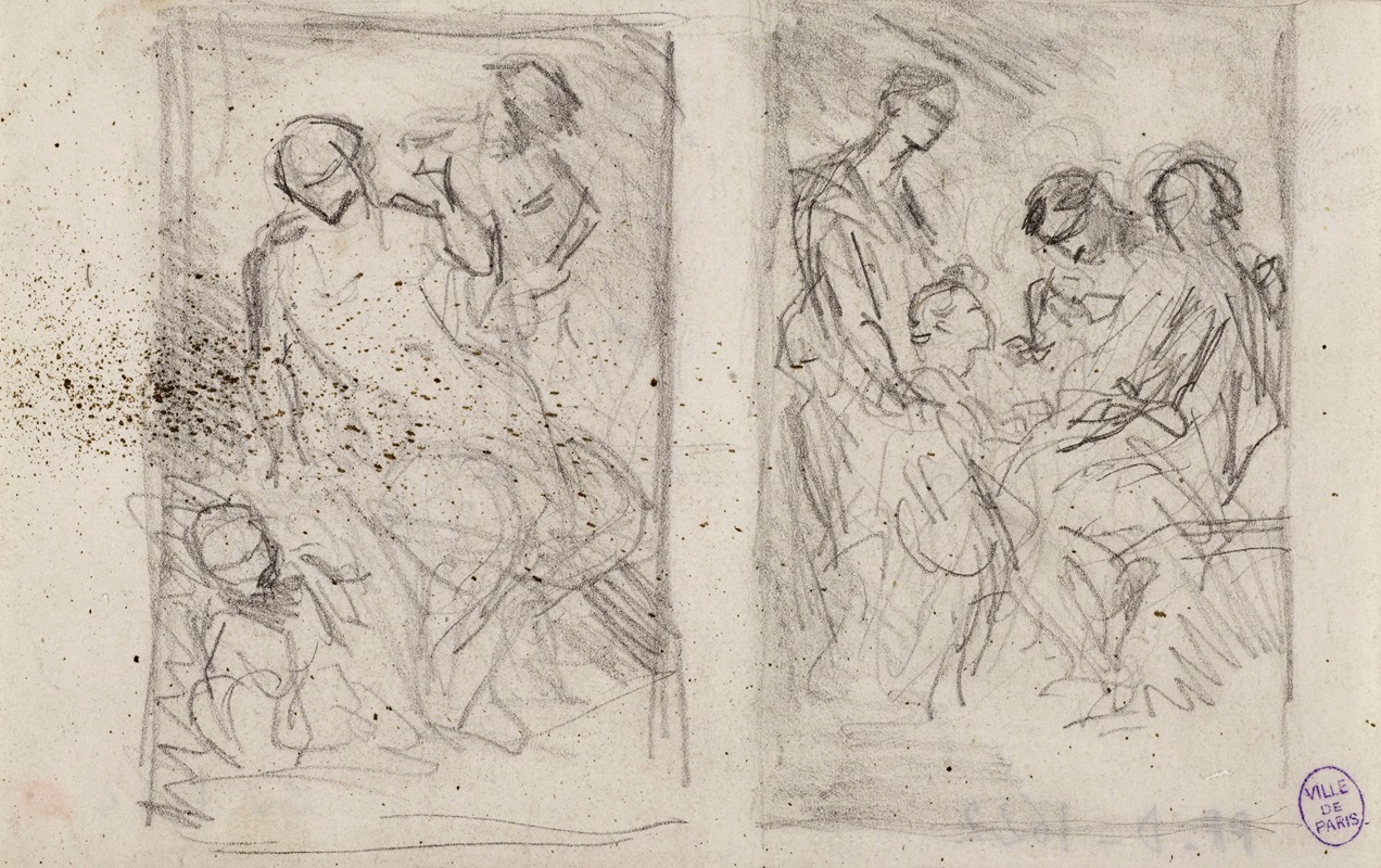 Deux esquisses pour des compositions by Нарцисс-Виржиль Диаз де Ла Пенья — digital art print download