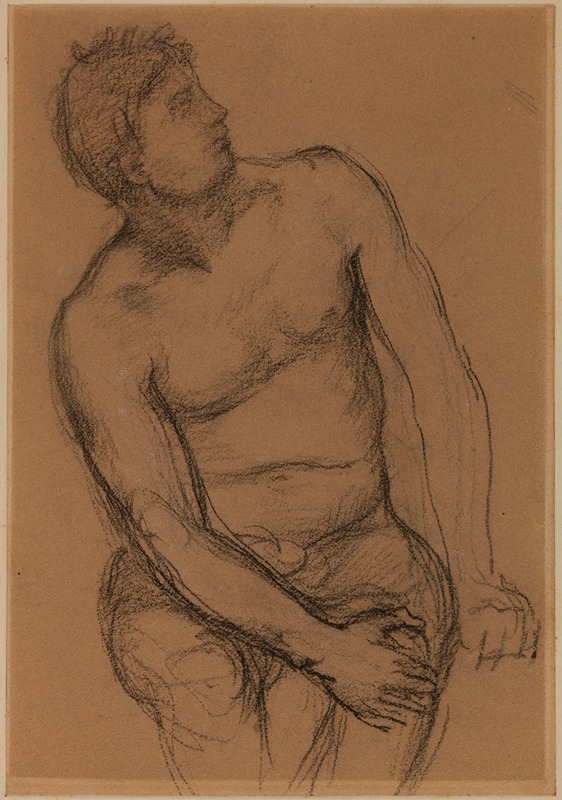 Homme assis nu, de face by Пьер Пюви де Шаванн, 1867-1869 — digital art print download