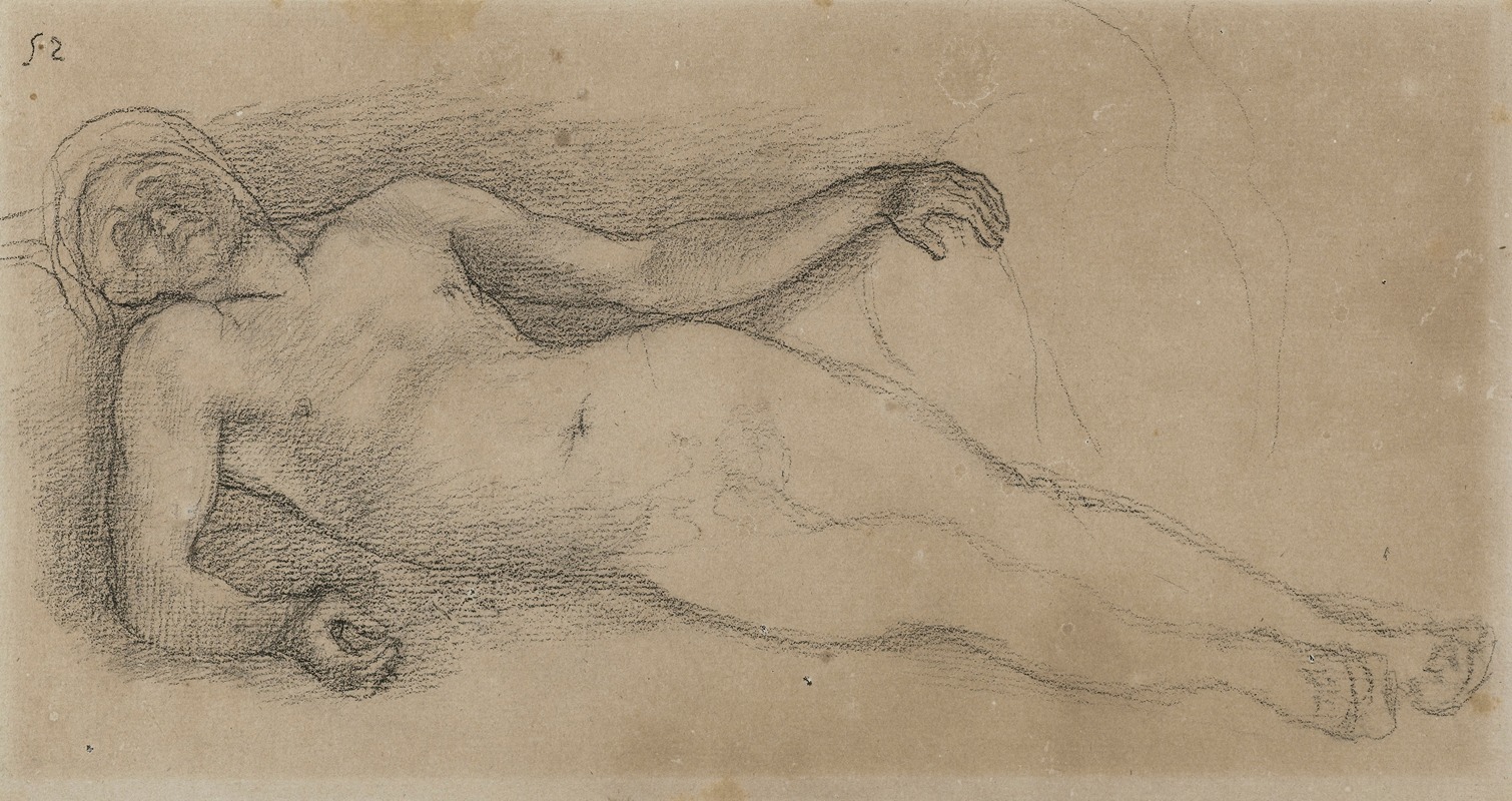 Homme nu allongé by Pierre Puvis de Chavannes, 1870-1874 — digital art print download