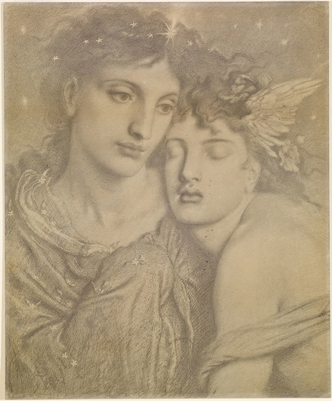 Night and Sleep by Simeon Solomon, 1872 — digital art print download