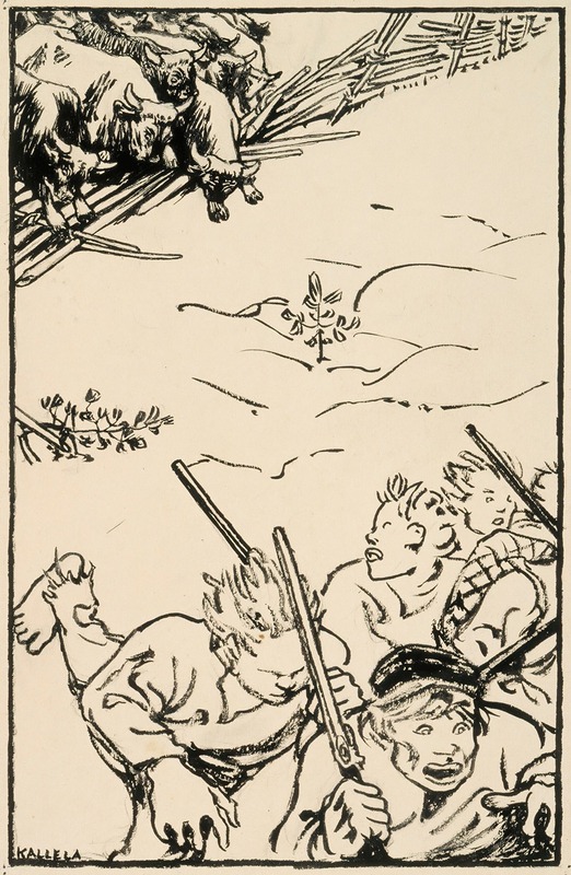 Fleeing the Bulls by Аксели Галлен-Каллела, 1907 — digital art print download