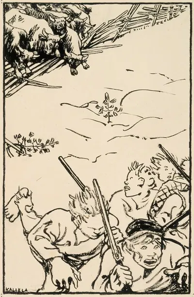 Fleeing the Bulls by Аксели Галлен-Каллела, 1907 — digital art print download