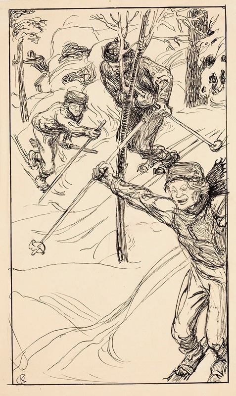 The Brothers Skiing by Аксели Галлен-Каллела, 1906 — digital art print download