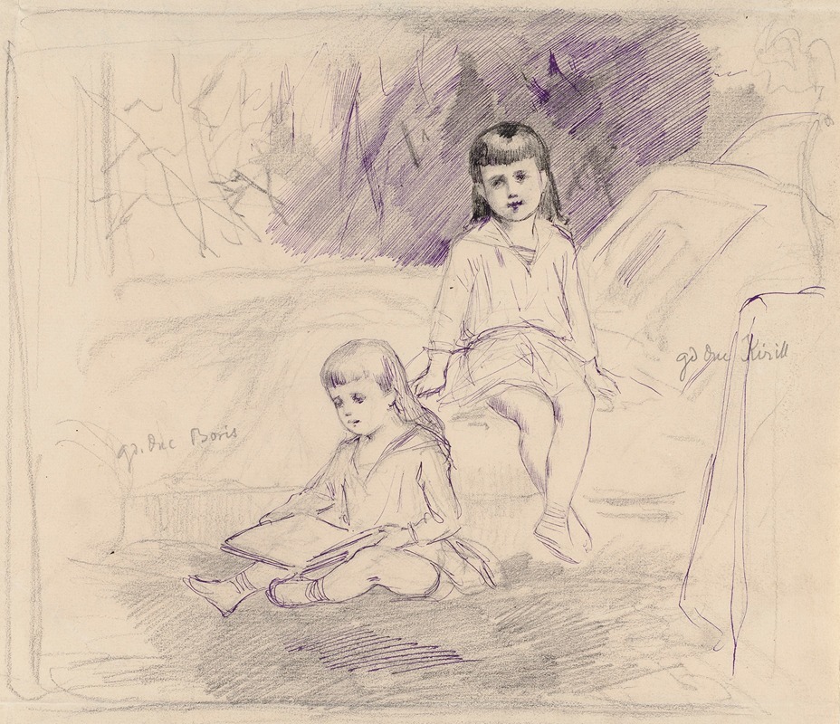 Study, Kirill and Boris Vladimirovich by Альберт Эдельфельт, 1881 — digital art print download