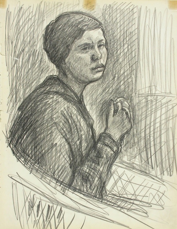 Korituolissa istuva nainen — Alfred William Finch
