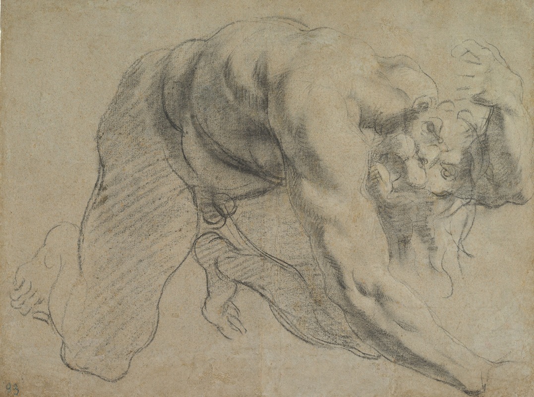 Crawling Male Figure (Study for Cacus) by Аннибале Караччи, 1593 — digital art print download