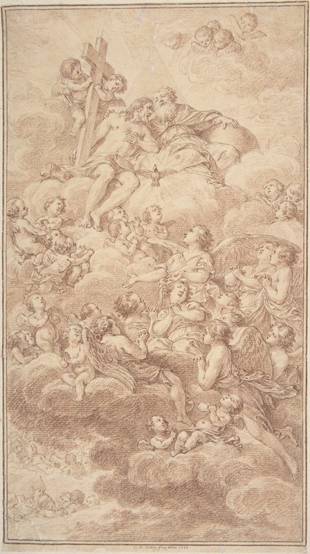 Angels Adoring the The Holy Trinity by Charles Nicolas Cochin II, 1772 — digital art print download