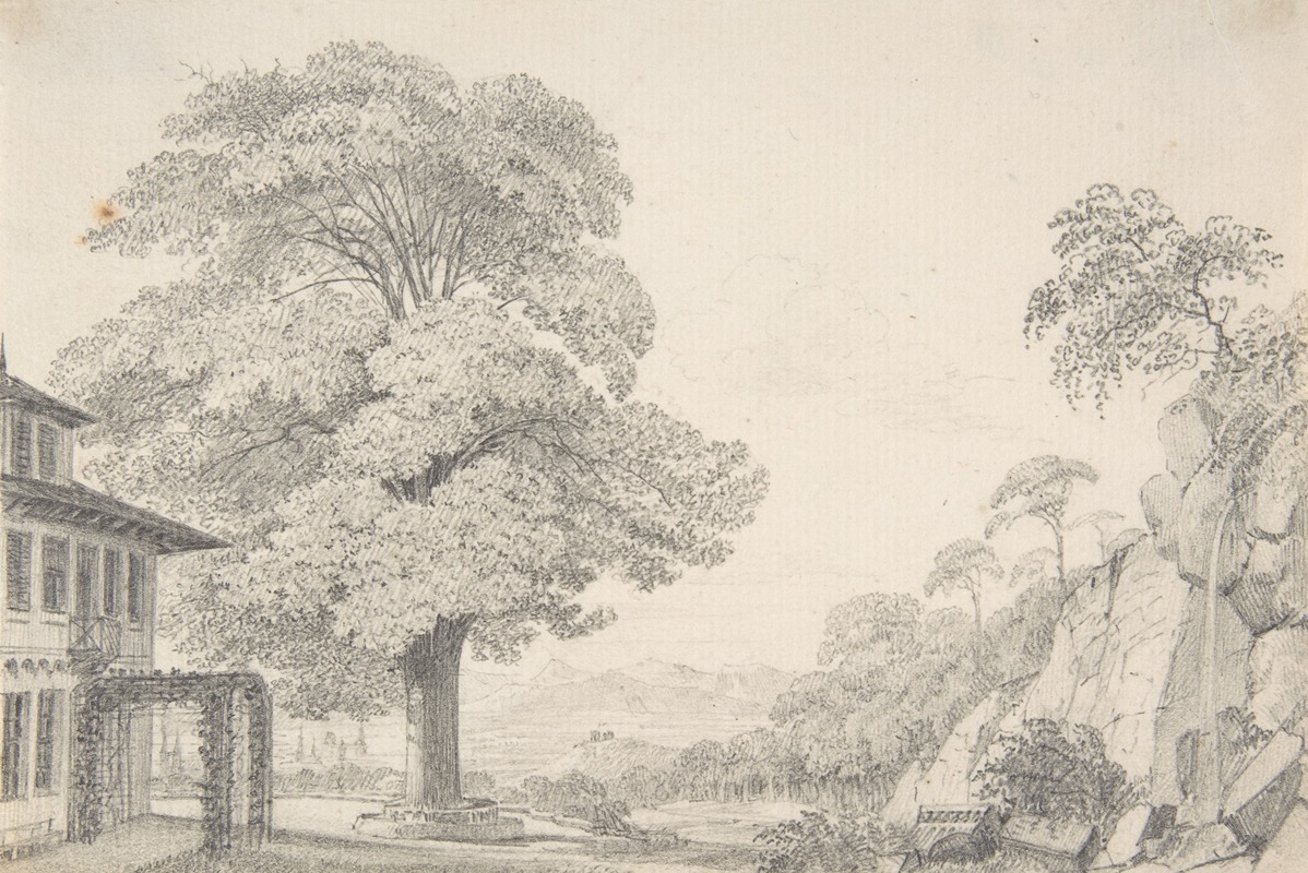 Landscape with a Tree in front of a Villa — Eduard Gaertner