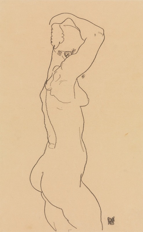 Standing Nude, Facing Right by Эгон Шиле, 1918 — digital art print download