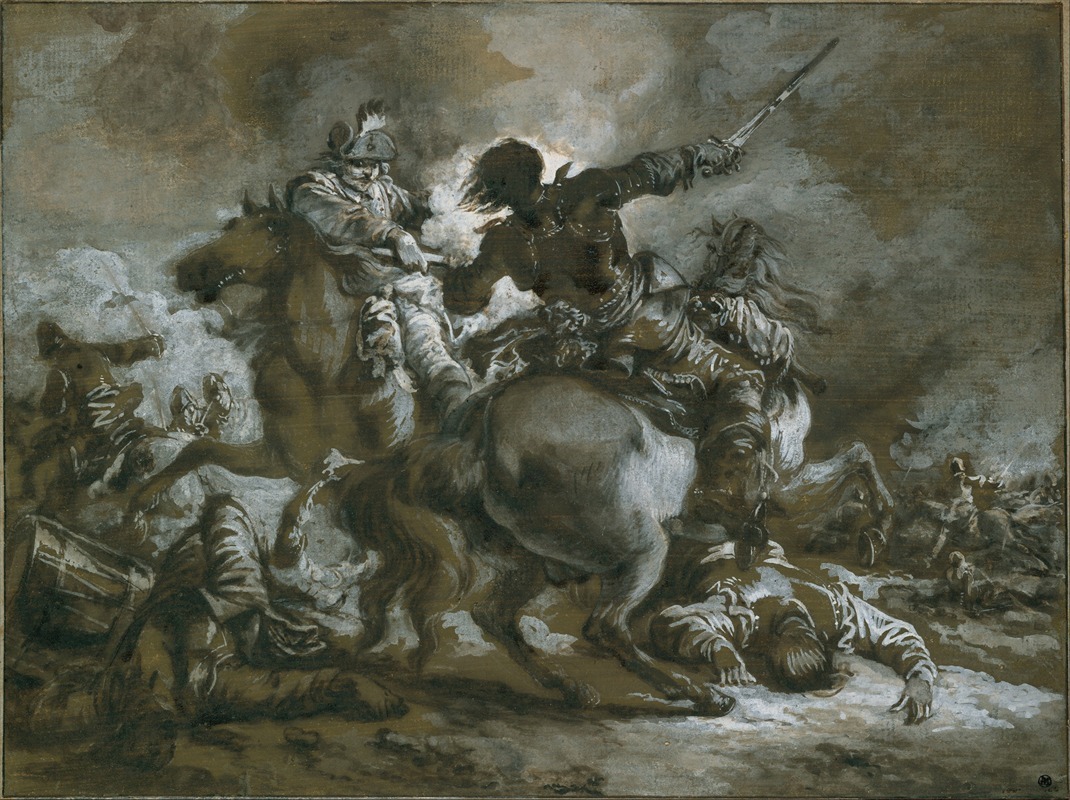 Cavalry Skirmish with a Fallen Drummer at Left by Франческо Джузеппе Казанова, 1763 — digital art print download