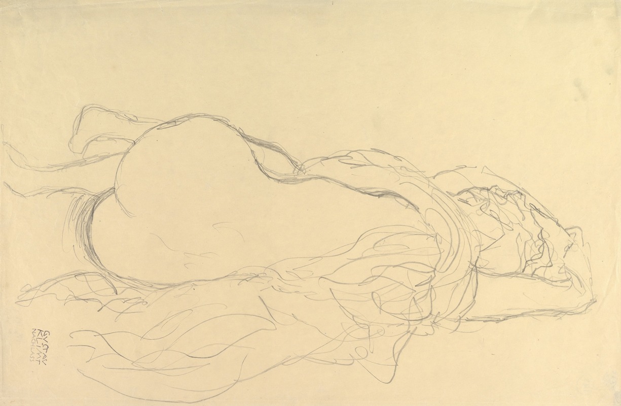 Reclining Nude with Drapery, Back View by Густав Климт, 1917–1918 — digital art print download