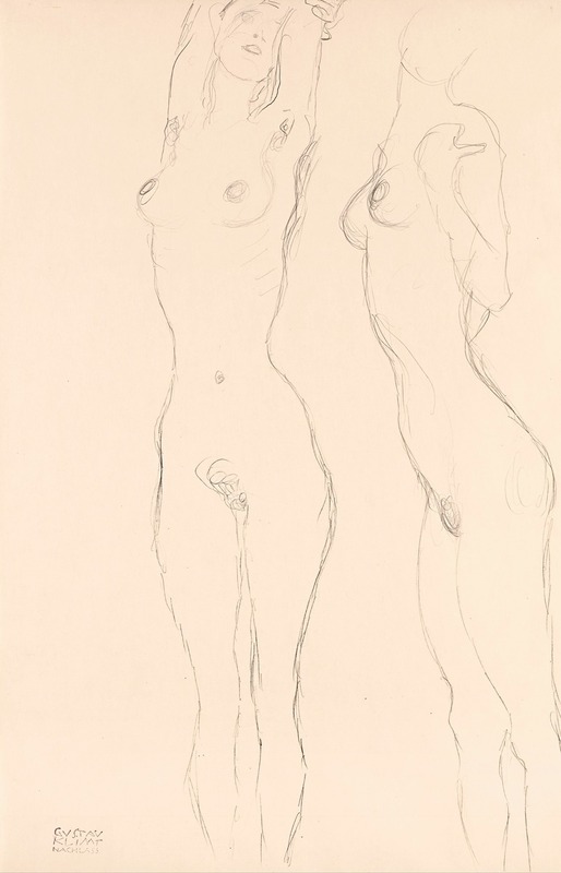 Two Nudes, the Left One with Raised Arms — Густав Климт