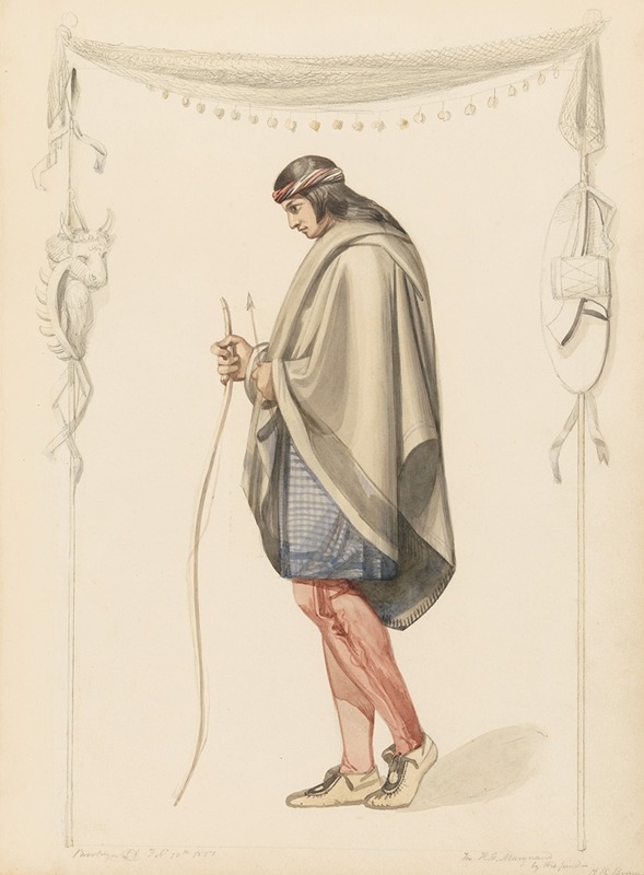 Indian Figure in Profile by Генри Кирк Браун, 1851 — digital art print download