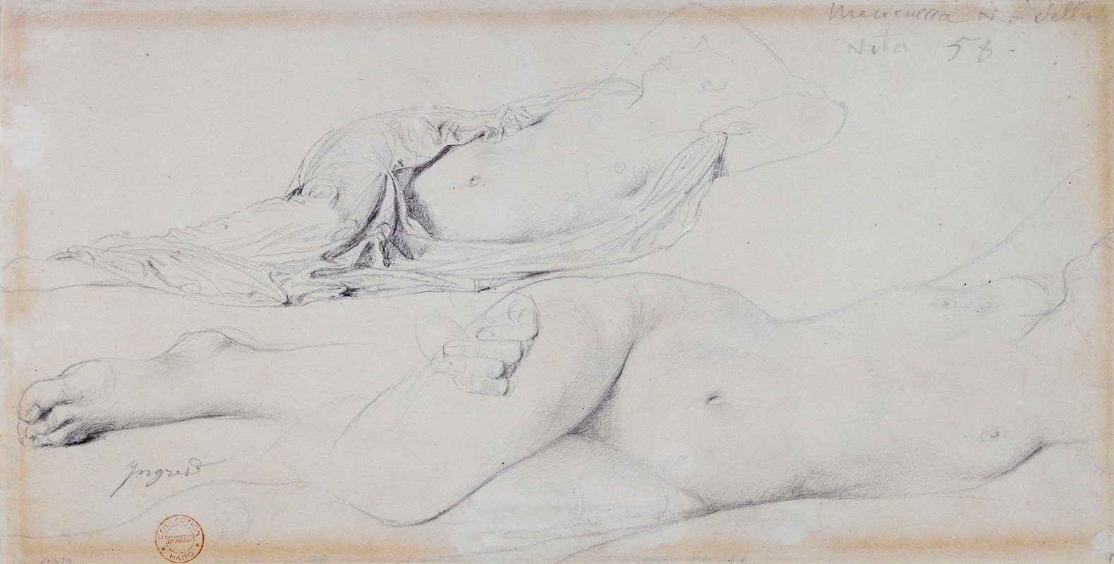 Etude pour l'Odalisque à l'esclave by Жан Огюст Доминик Энгр, 1838 — digital art print download