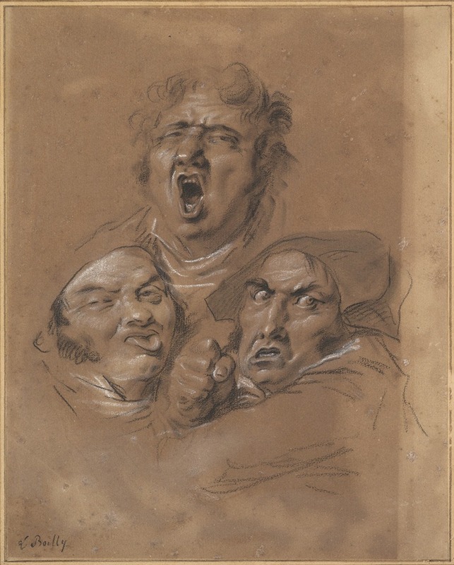 Study of Three Heads by Луи-Леопольд Бойи — digital art print download