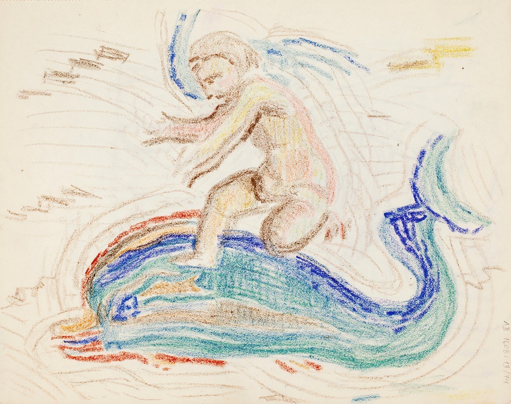 Delfiiniratsastaja, luonnos by Магнус Энккель, 1912 — digital art print download