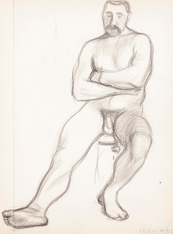 Istuva alaston mies, luonnos — Magnus Enckell