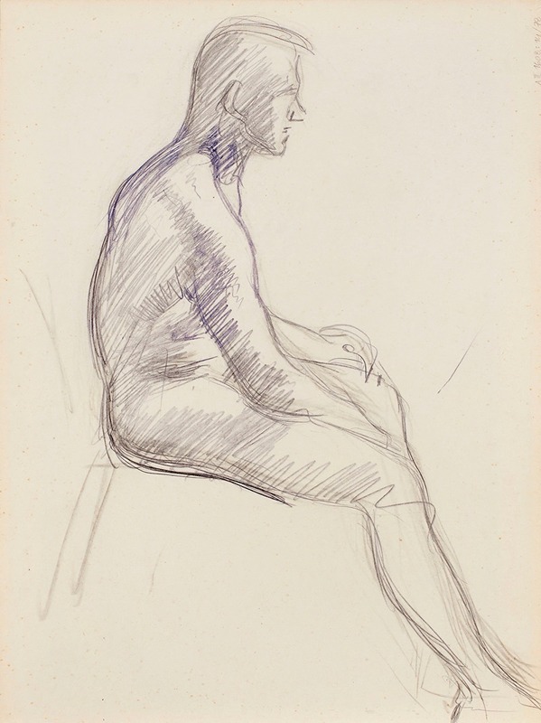 Istuva alaston mies, luonnos — Magnus Enckell