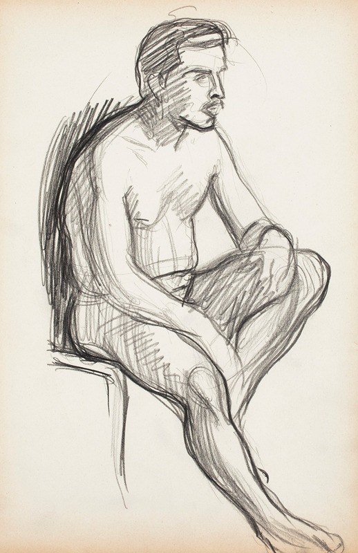 Istuva alaston mies, luonnos — Magnus Enckell