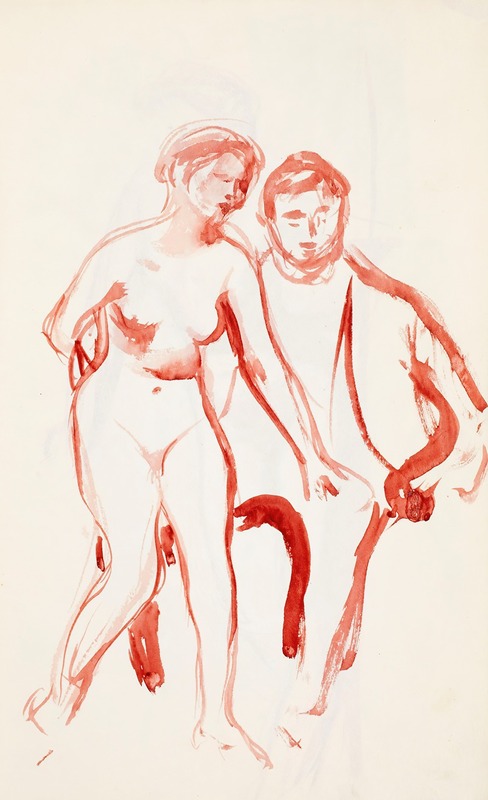 Mies ja malli, luonnos by Магнус Энккель, 1902 - 1909 — digital art print download