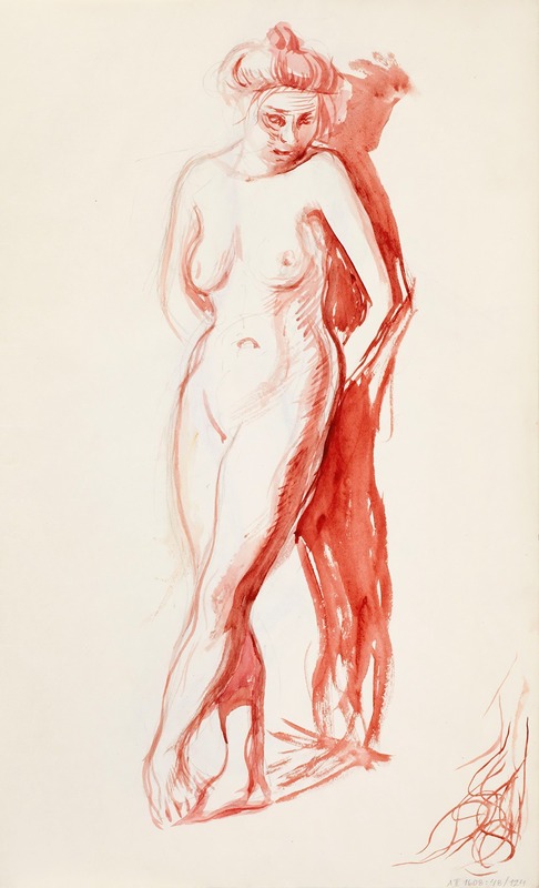 Seisova seinään nojaava malli — Magnus Enckell