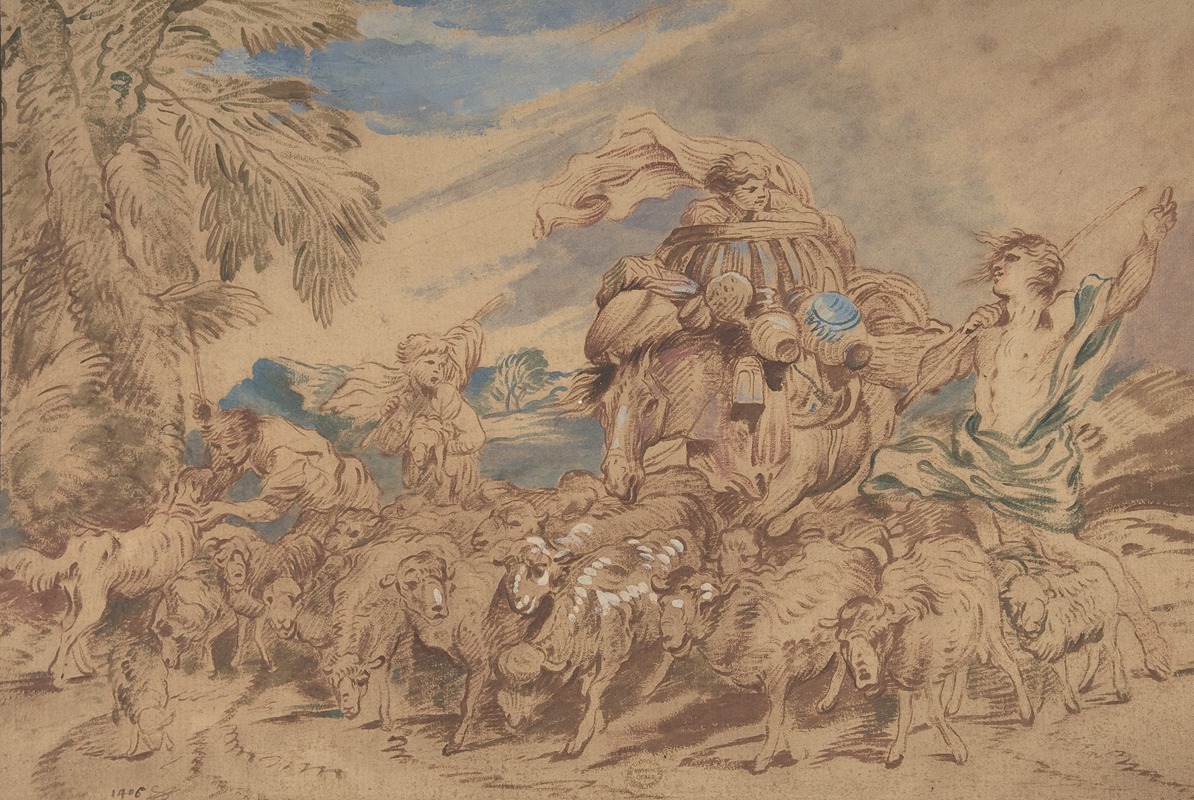 Pastoral Scene; Shepherds and Their Flock — Michel Corneille the younger